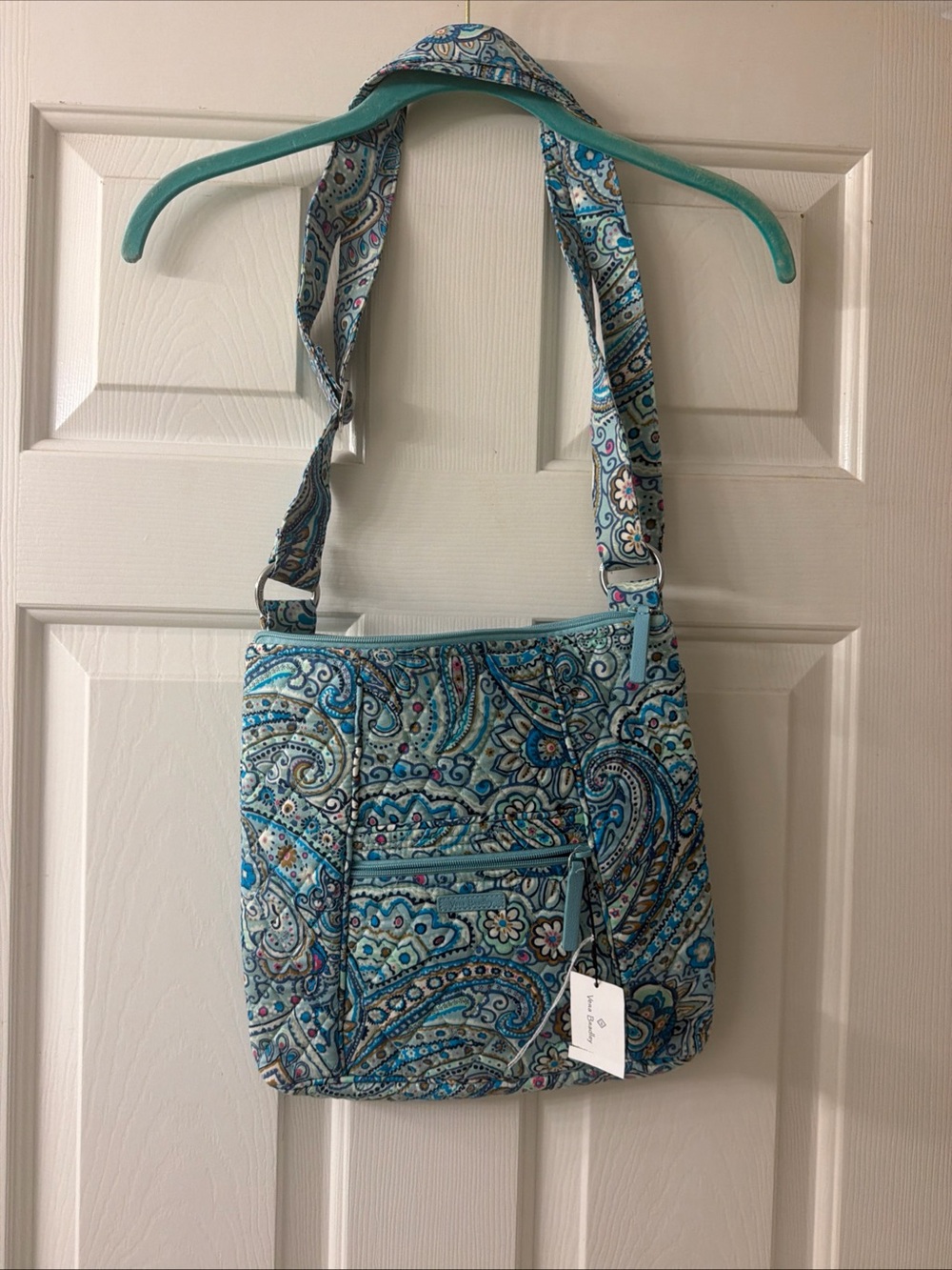 Vera Bradley Quilted Paisley Crossbody Bag in Teal Blue